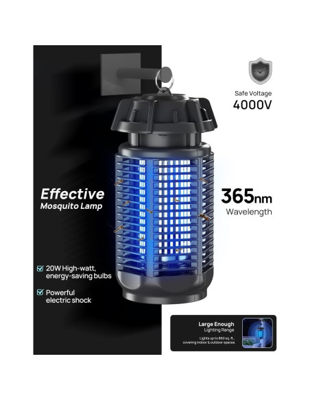 Zapper de Mosquitos Meilen 20W 4000V Impermeable Azul Claro