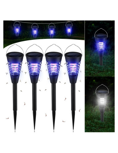 Qualirey 4 Pack Zapper Solar Mosquitos Luz LED Jardín