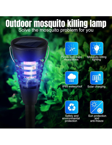 Qualirey 4 Pack Zapper Solar Mosquitos Luz LED Jardín