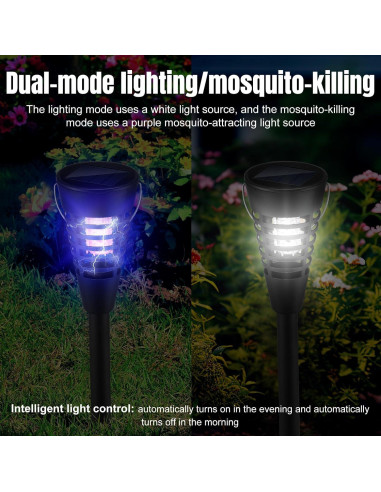 Qualirey 4 Pack Zapper Solar Mosquitos Luz LED Jardín