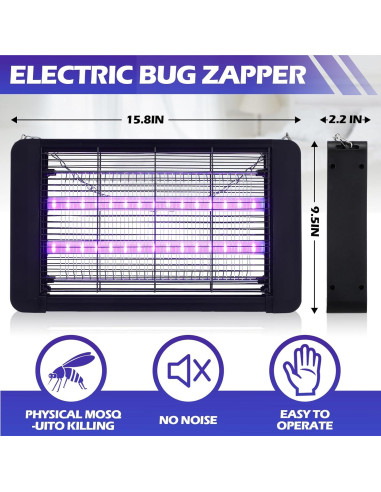 Zapper Eléctrico de Insectos Qualirey 2 Pcs 20W Doble Tubo