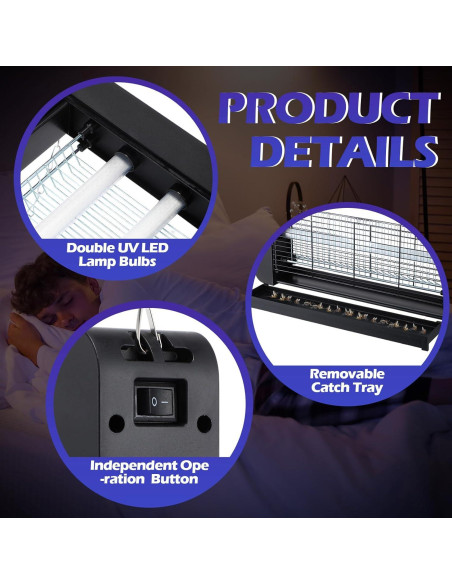 Zapper Eléctrico de Insectos Qualirey 2 Pcs 20W Doble Tubo