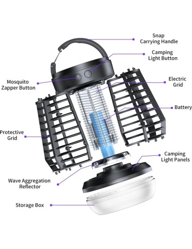 Zapper de Insectos Portátil 3-en-1 Zhongshan J10, Recargable