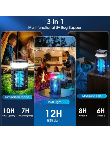 Zapper de Insectos Solar LAZZAROU 4200V Impermeable IP68