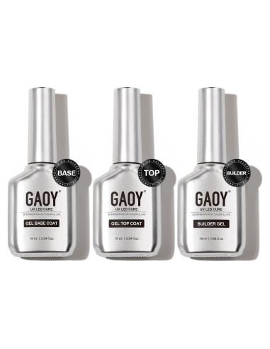 Set de Gel para Uñas GAOY 3 Pcs 16ml Brillante y Sin Limpieza
