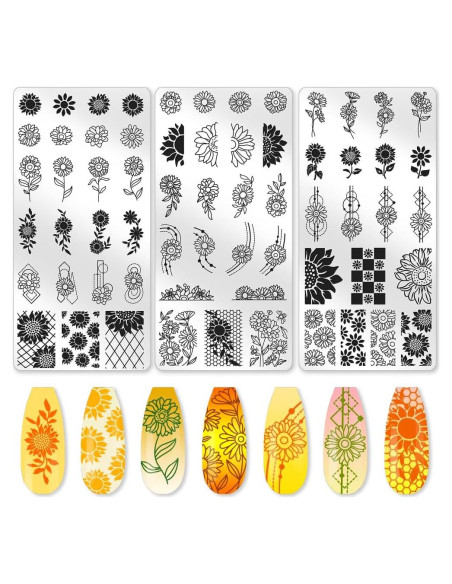 Juego de Placas de Estampado de Uñas Beinkmake 3 Piezas