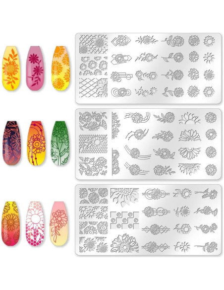 Juego de Placas de Estampado de Uñas Beinkmake 3 Piezas
