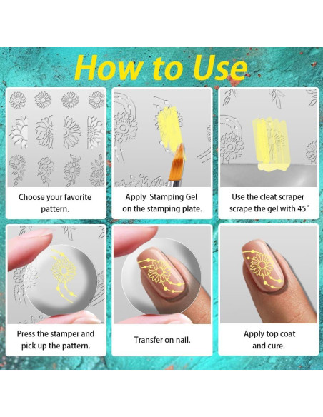 Juego de Placas de Estampado de Uñas Beinkmake 3 Piezas