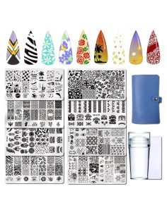 Juego de Estampado de Uñas MAXCICI 8 Piezas con Estampador