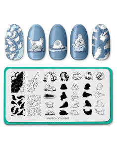 Placa de Estampado de Uñas Maniology M547 - Focas Invernales