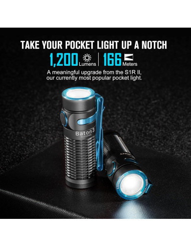Linterna OLIGHT Baton3 1200 Lúmenes Recargable Negra