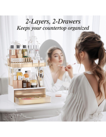 Organizador de Encimera de Baño TidyStash Ámbar 2 Niveles 2 Cajones Organizador de Encimera de Baño TidyStash Ámbar 2 Niveles 2 Cajones