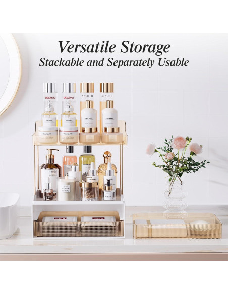 Organizador de Encimera de Baño TidyStash Ámbar 2 Niveles 2 Cajones Organizador de Encimera de Baño TidyStash Ámbar 2 Niveles 2 Cajones