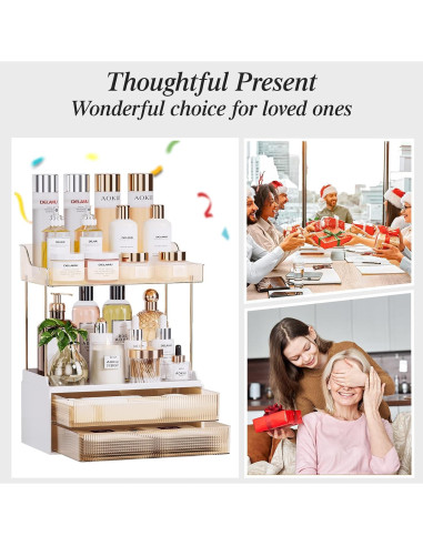 Organizador de Encimera de Baño TidyStash Ámbar 2 Niveles 2 Cajones