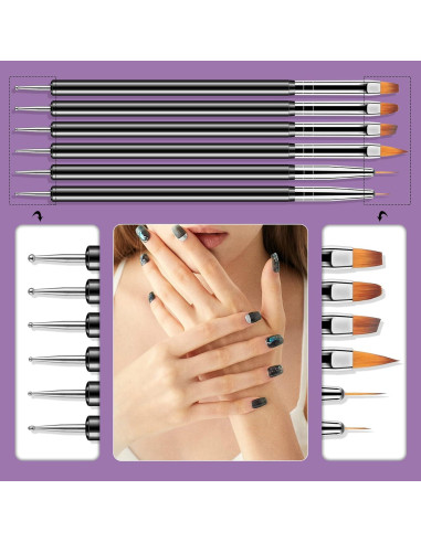 Kit de Pinceles de Arte de Uñas Artdone 6PCS Doble Cara