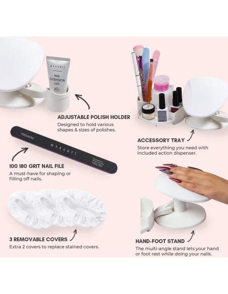 Soporte para Uñas Makartt con Bandejas Multiángulo y Reposamanos