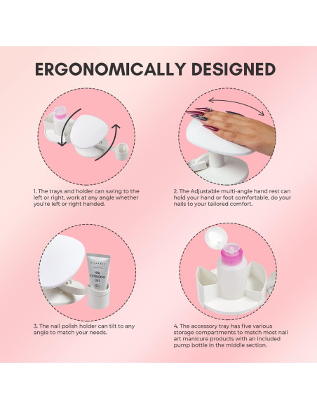Soporte para Uñas Makartt con Bandejas Multiángulo y Reposamanos