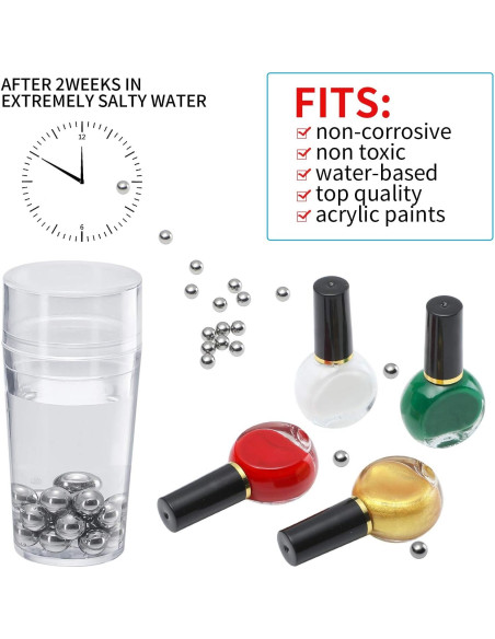 200 Bolas Agitadoras de Esmalte de Uñas Acero Inoxidable 6.25mm