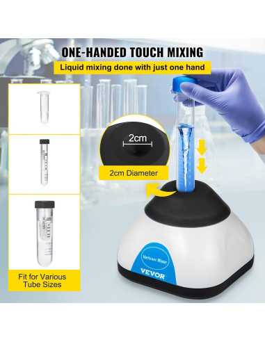 Mezclador Vortex Mini VEVOR 3000RPM 50mL Táctil Científico