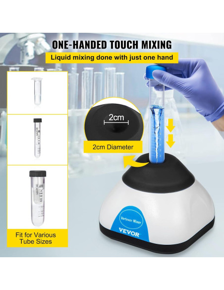 Mezclador Vortex Mini VEVOR 3000RPM 50mL Táctil Científico