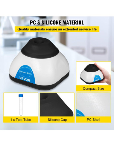 Mezclador Vortex Mini VEVOR 3000RPM 50mL Táctil Científico