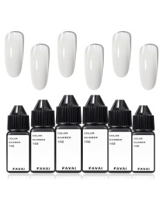 Set de Gel de Uñas Airbrush FAVAI Color Blanco 6x15ml