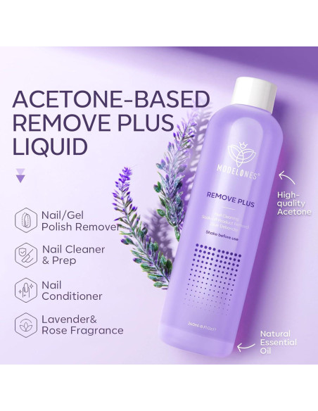 Removedor de Esmalte Modelones 236.6 ml Gel Acetona Lavanda