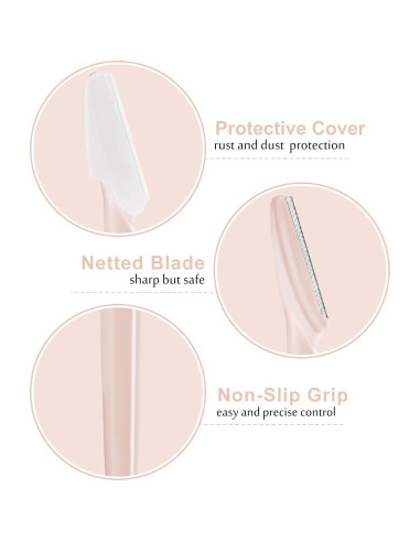 21 Navajas Faciales HFATMOS para Cejas y Exfoliación Rosa