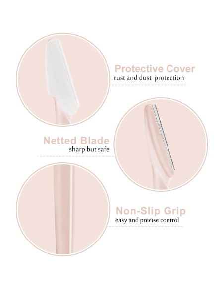 21 Navajas Faciales HFATMOS para Cejas y Exfoliación Rosa