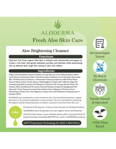 Limpiador Facial Iluminador Aloderma 170g - Aloe Vera y Niacinamida