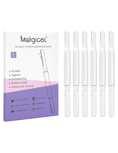 Rasuradora Dermaplane Matgicol para Mujeres - 6 Unidades Blanca