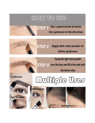 Kit de Polvo para Cejas 2 Colores - Impermeable y Duradero