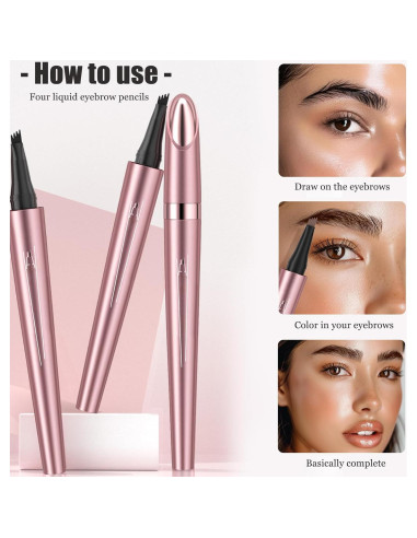 Lápiz de Cejas Mágico Liayozl Microblading Impermeable 4 Dientes