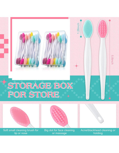 100 Cepillos Exfoliantes de Silicona Newtay para Labios Doble Cara