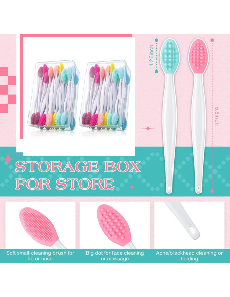 100 Cepillos Exfoliantes de Silicona Newtay para Labios Doble Cara