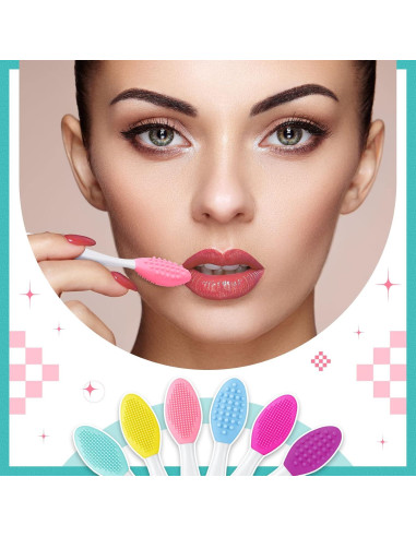 100 Cepillos Exfoliantes de Silicona Newtay para Labios Doble Cara