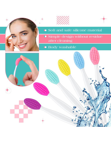 100 Cepillos Exfoliantes de Silicona Newtay para Labios Doble Cara