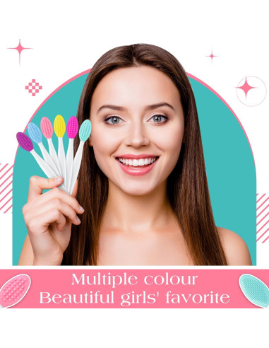 100 Cepillos Exfoliantes de Silicona Newtay para Labios Doble Cara