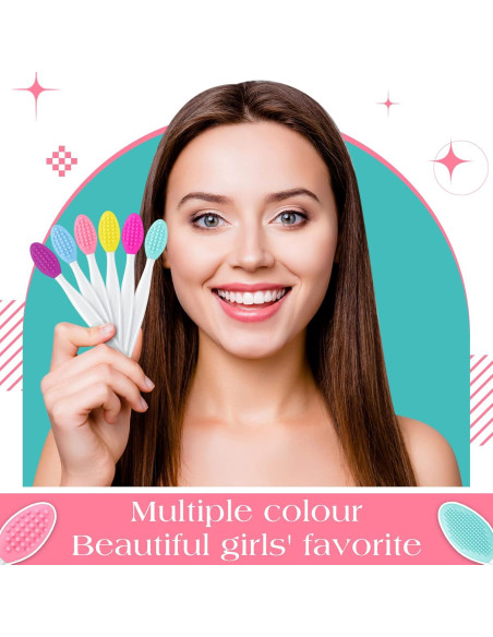 100 Cepillos Exfoliantes de Silicona Newtay para Labios Doble Cara