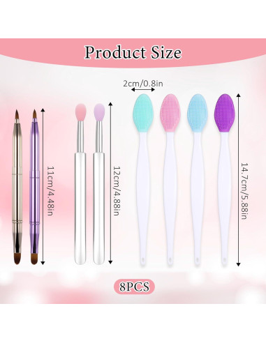 Juego de 8 Brochas de Labios Josojoou - Exfoliadoras y Retráctiles