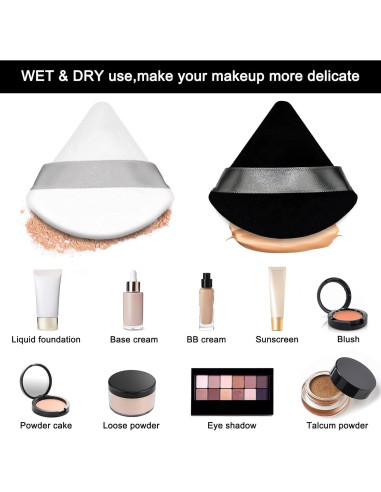 12 Esponjas de Polvo Cosmético Scartink Triangulares 7 cm