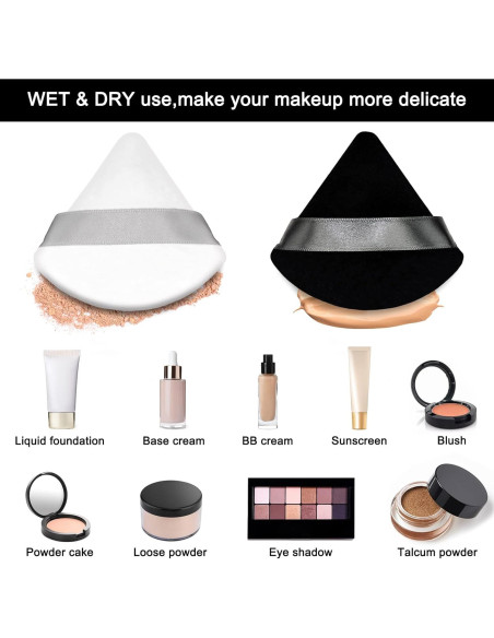 12 Esponjas de Polvo Cosmético Scartink Triangulares 7 cm