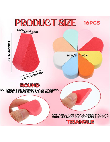 16 Esponjas de Maquillaje JIYIN Multicolor Alta Densidad