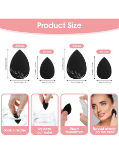 Esponjas de Maquillaje Sibba 6 Piezas Suaves Negro 2
