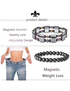CASSIECA Pulsera Magnética de Hematita 12 Piezas Ajustables 2