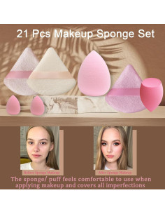 Set de 21 Esponjas de Maquillaje GFOUNS - Rosa, Alta Calidad 2
