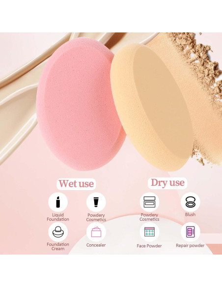 Esponja de Maquillaje Ovalada Sliverdew 2 Piezas Húmeda/Seca