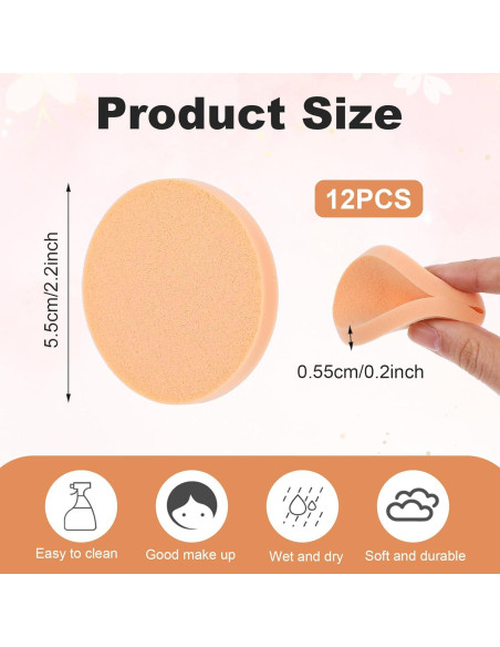 12 Esponjas Redondas de Maquillaje LLOUSSAK - Uso Húmedo y Seco
