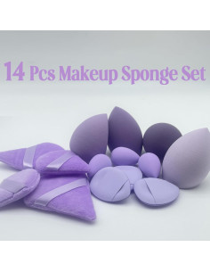 Juego de Esponjas de Maquillaje ElegGlo 14 Piezas Multicolores 2