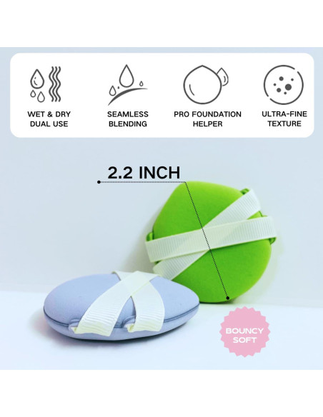 Paquete de 8 Esponjas de Maquillaje QNZLIGHT - Uso Húmedo y Seco